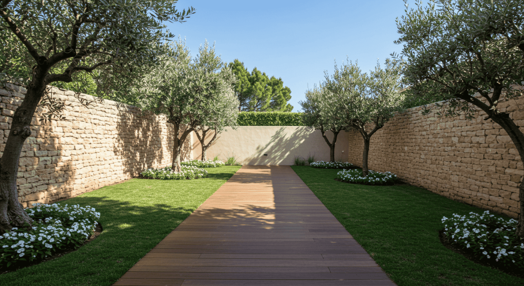 Aménagement extérieur à Hyères avec terrasse en bois