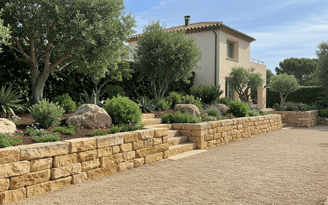 Rénovation de jardin avec maçonnerie paysagère à Bormes-les-Mimosas